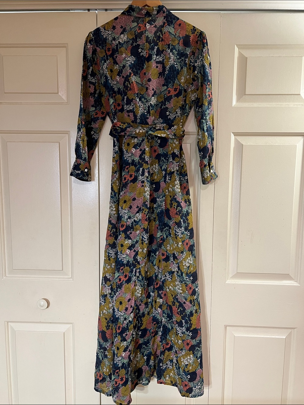 Trovata Boho Floral Button-Front Maxi Dress with Belt and Pockets 100% Cotton - Picture 3 of 8